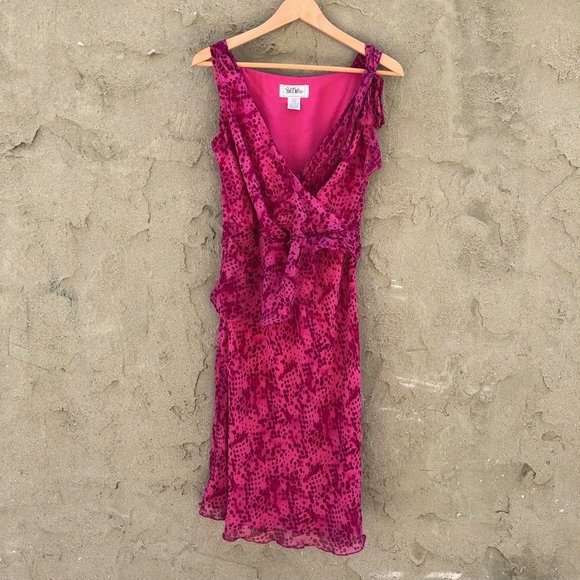 Bob Mackie Studio Silk Dress Pink crossover front size - Picture 1 of 8